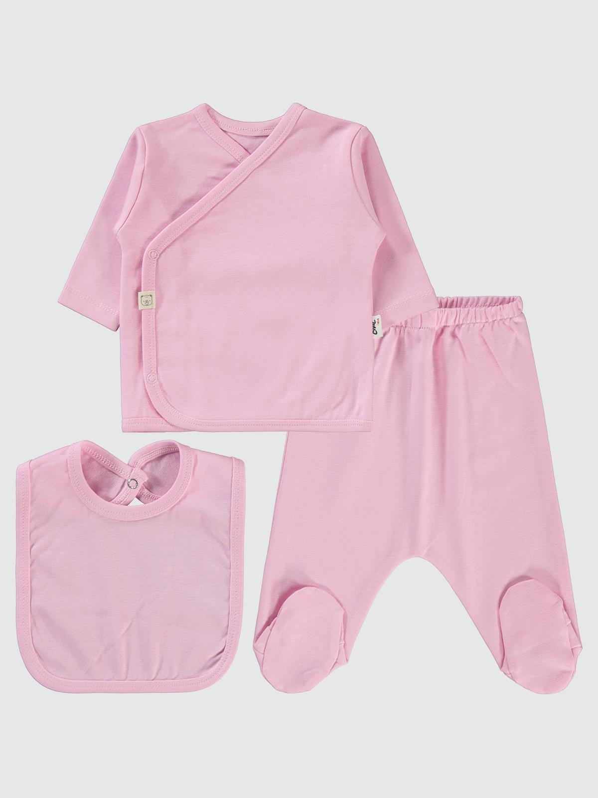 Civil Baby 3'Lü Basic 0-1 Ay Zıbın Takımları - Pembe