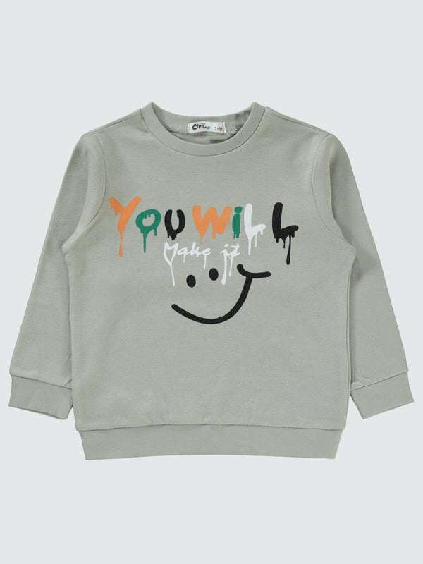 Civil Boys You Will Baskılı 2-5 Yaş Sweatshirt - Gri