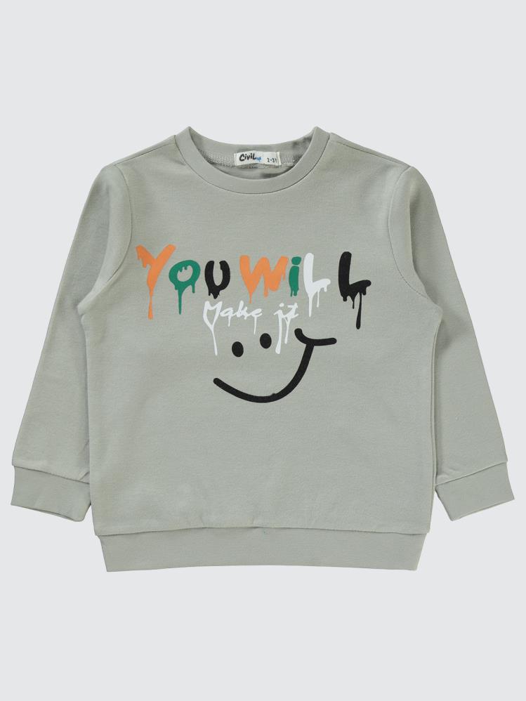 Civil Boys You Will Baskılı 2-5 Yaş Sweatshirt - Gri
