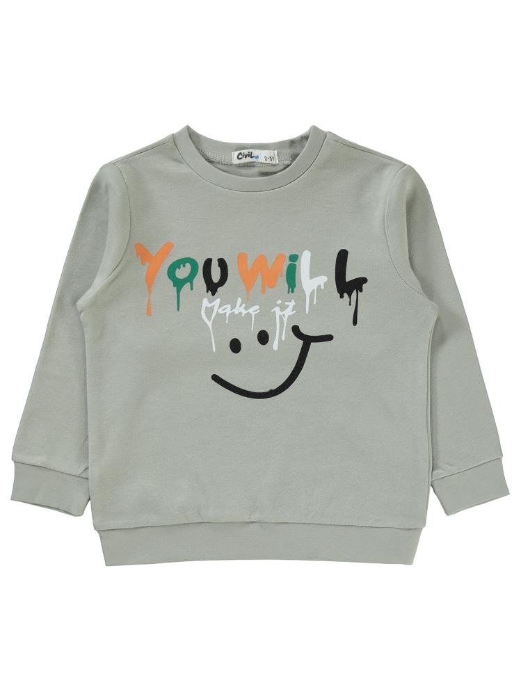 Civil Boys You Will Baskılı 2-5 Yaş Sweatshirt - Gri