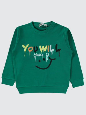 Civil Boys You Will Baskılı 2-5 Yaş Sweatshirt - Yeşil