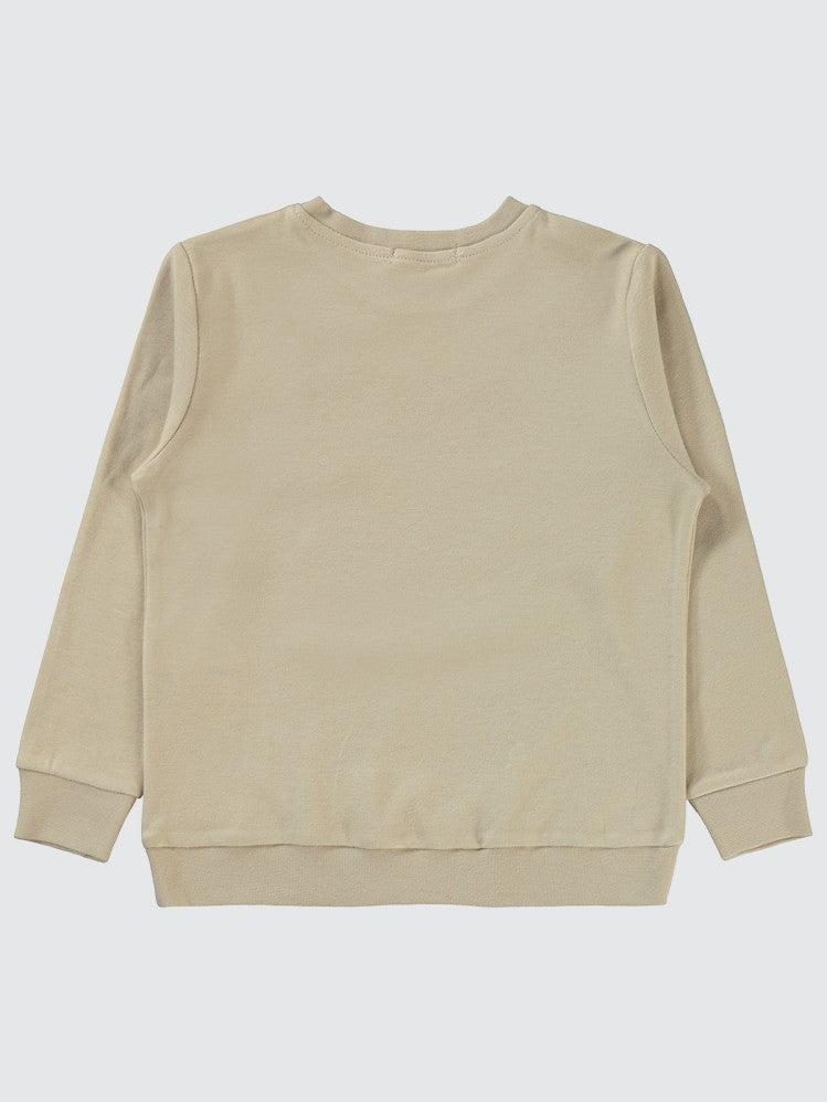 Civil Boys Hayvan Surat Baskılı 2-5 Yaş Sweatshirt - Bej