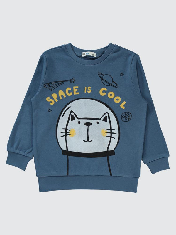 Civil Boys Space Is Cool Baskılı 2-5 Yaş Sweatshirt - Mavi