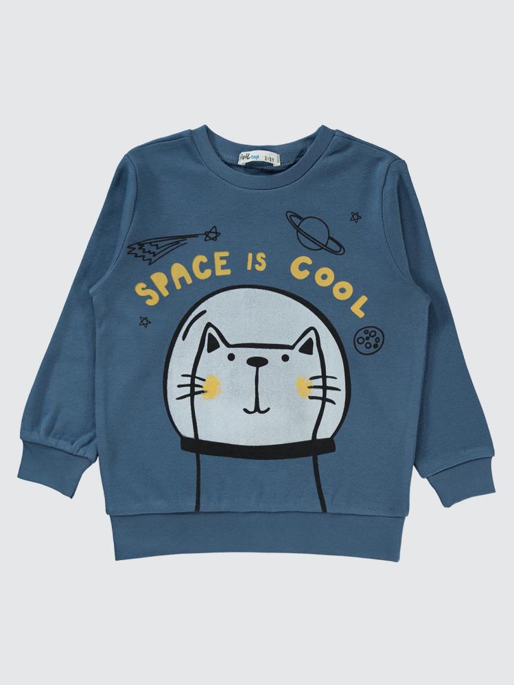 Civil Boys Space Is Cool Baskılı 2-5 Yaş Sweatshirt - Mavi
