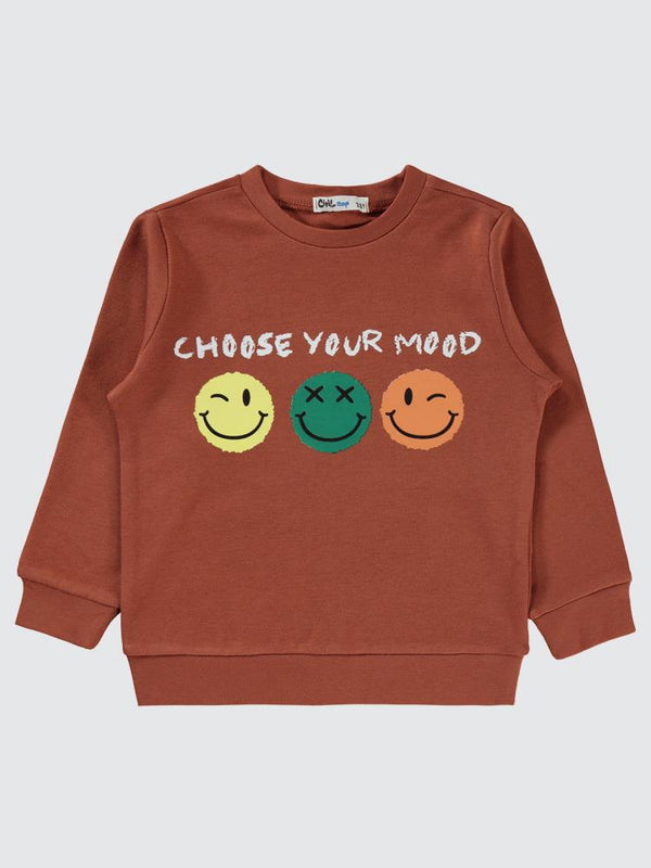 Civil Boys Choose Your Mood Baskılı 2-5 Yaş Sweatshirt - Turuncu