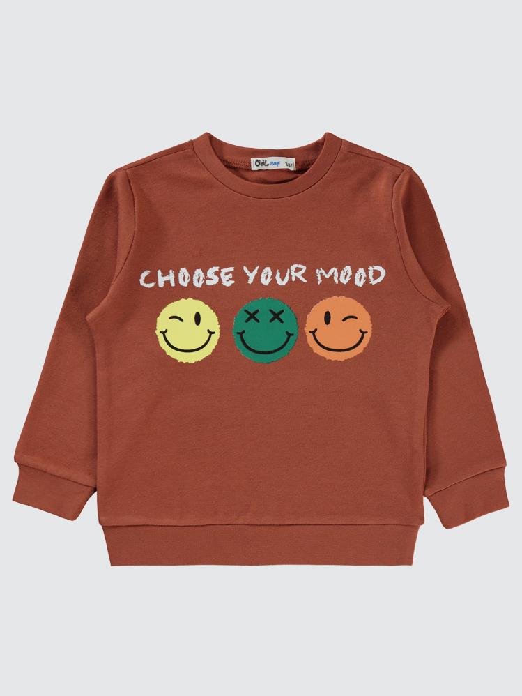 Civil Boys Choose Your Mood Baskılı 2-5 Yaş Sweatshirt - Turuncu
