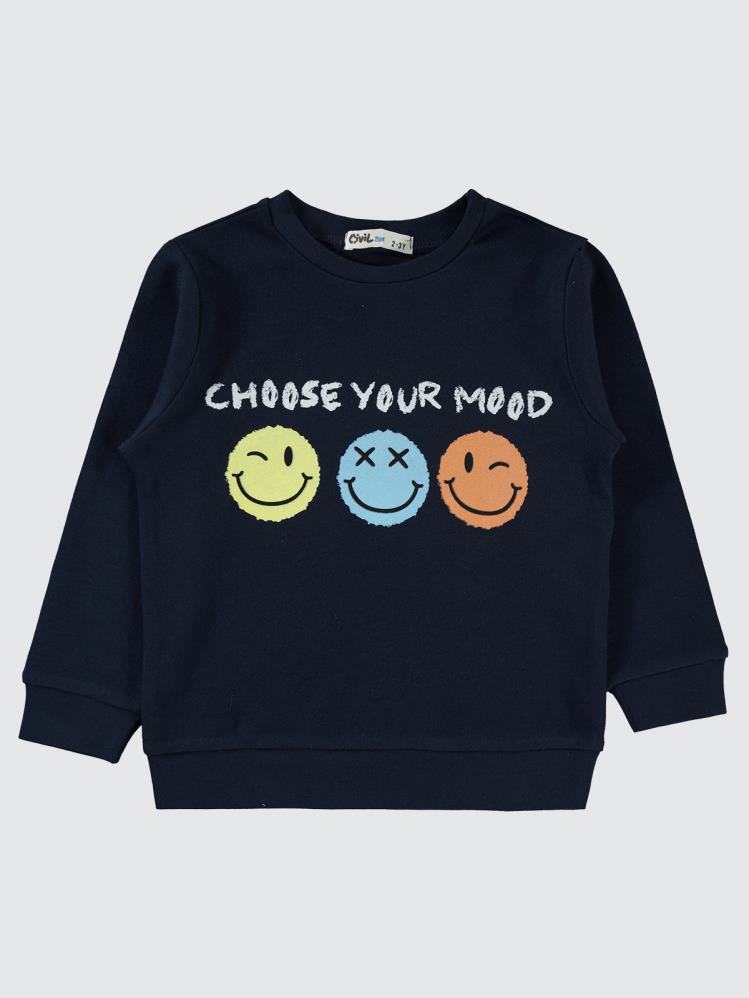 Civil Boys Choose Your Mood Baskılı 2-5 Yaş Sweatshirt - Lacivert
