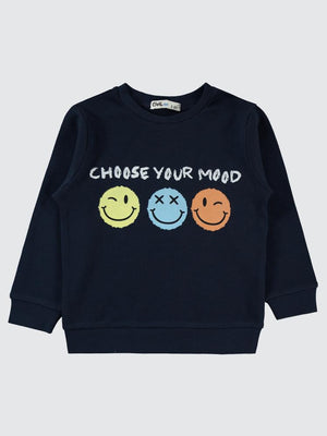 Civil Boys Choose Your Mood Baskılı 2-5 Yaş Sweatshirt - Lacivert