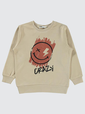 Civil Boys Crazy Baskılı 2-5 Yaş Sweatshirt - Bej