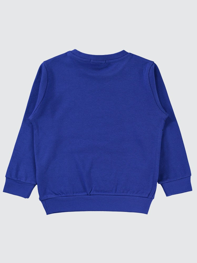 Civil Boys Çizgili Canavar Baskılı 2-5 Yaş Sweatshirt - Mavi