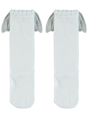 Civil Girls Melek Kanatlı 3-11 Yaş Kız Çocuk Dizaltı Çorap - Beyaz