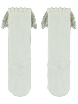 Civil Girls Melek Kanatlı 3-11 Yaş Kız Çocuk Dizaltı Çorap - Ekru