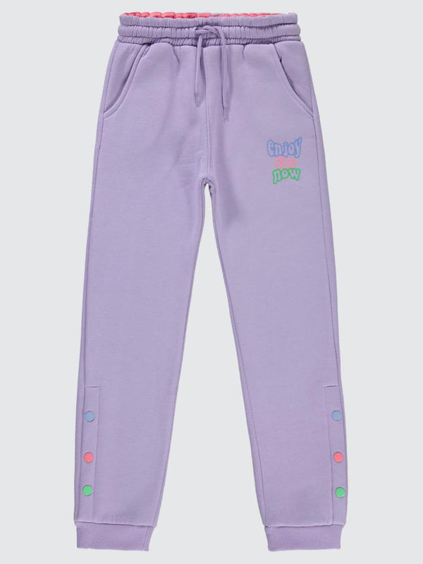 Civil Girls Paçası Çıtçıtlı 10-13 Yaş Eşofman Altı - Lila