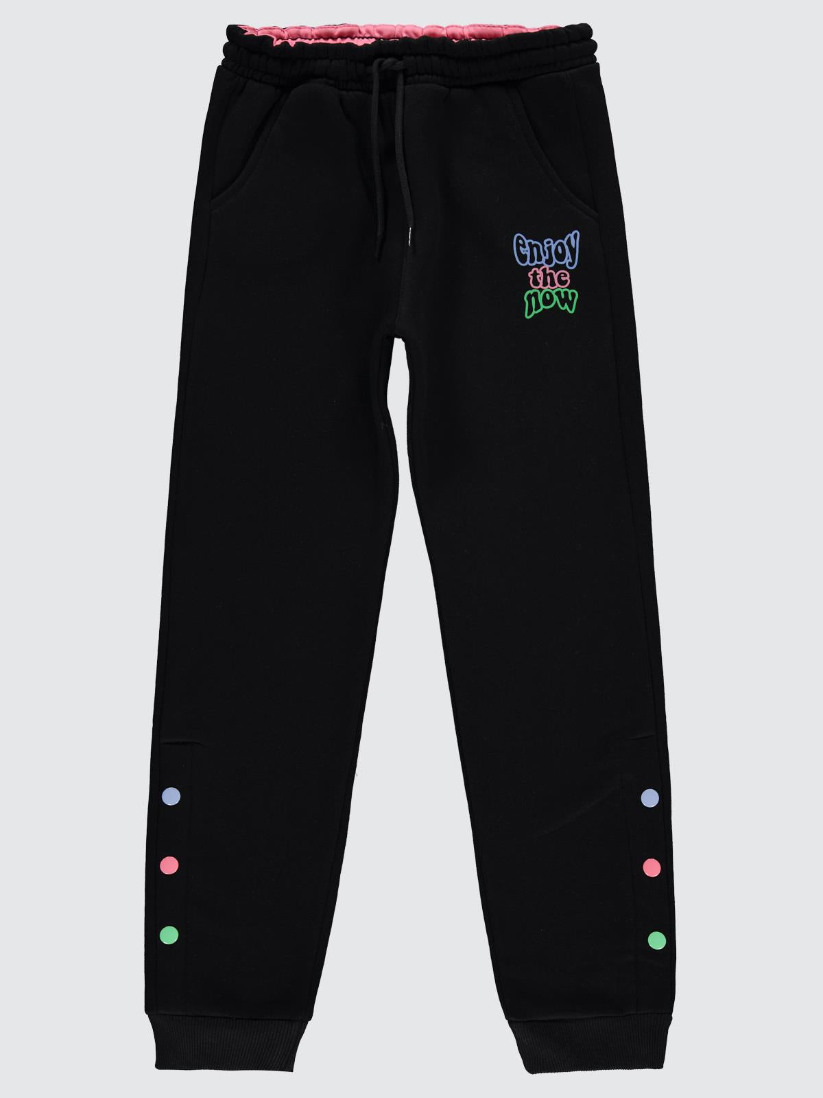 Civil Girls Paçası Çıtçıtlı 10-13 Yaş Eşofman Altı - Siyah