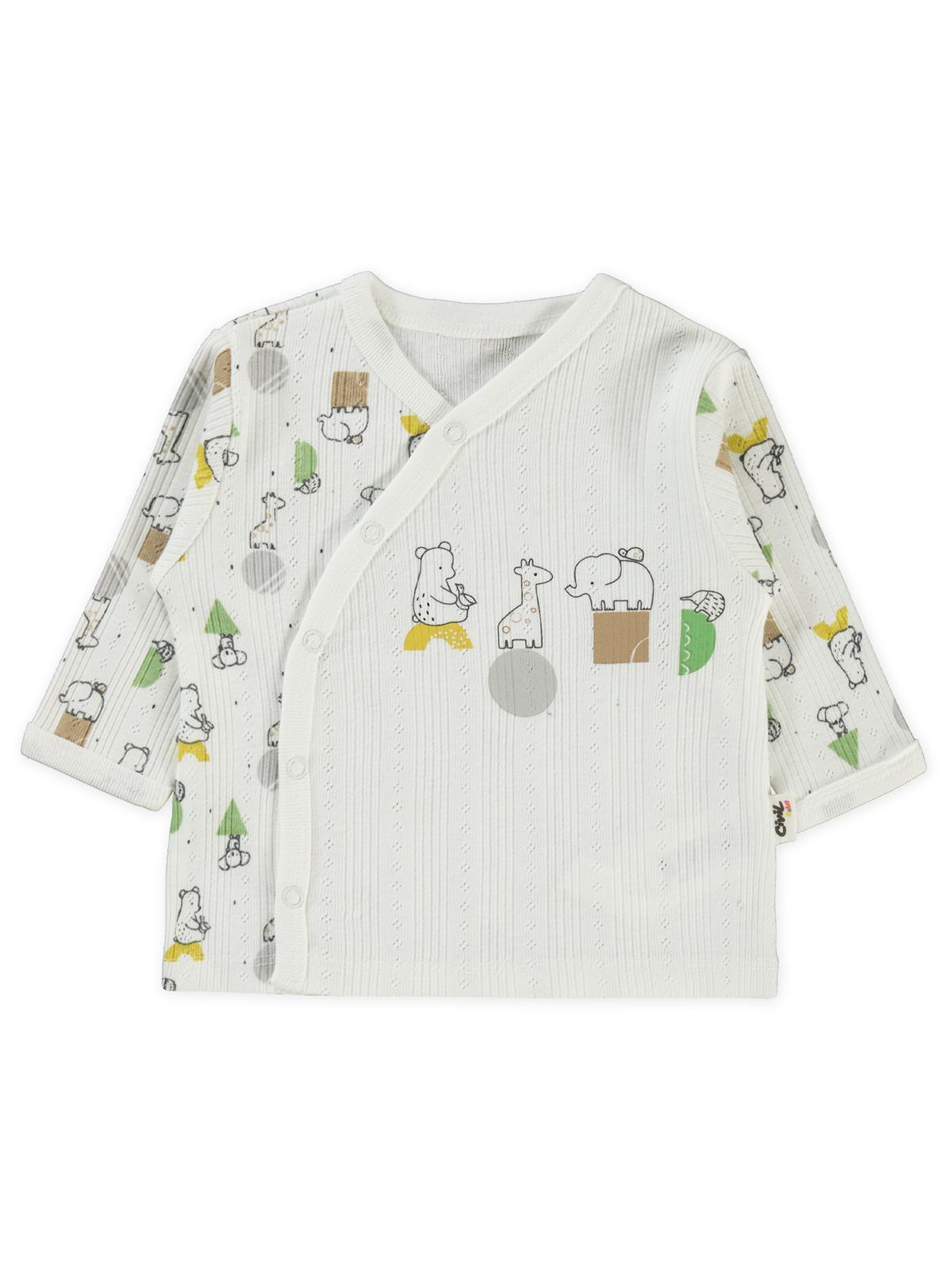 Civil Baby Sevimli Geometrik Hayvanlar Emp. Baskılı Zıbın Takımları - Ekru