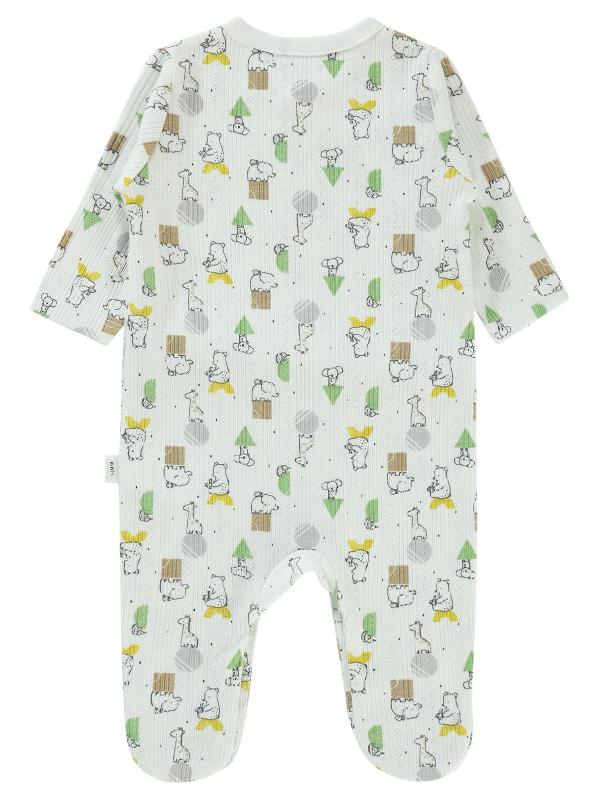 Civil Baby Sevimli Geometrik Hayvanlar Emp.1-6 Ay Tulum - Ekru