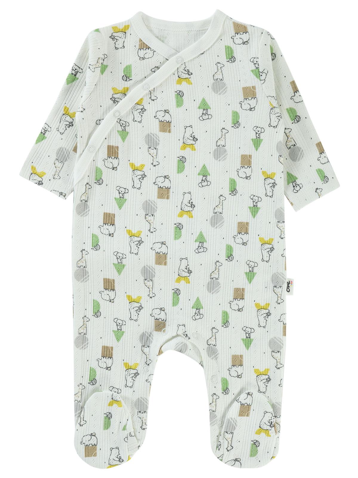 Civil Baby Sevimli Geometrik Hayvanlar Emp.1-6 Ay Tulum - Ekru