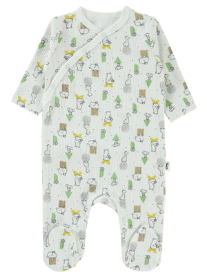 Civil Baby Sevimli Geometrik Hayvanlar Emp.1-6 Ay Tulum - Ekru