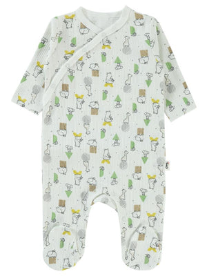 Civil Baby Sevimli Geometrik Hayvanlar Emp.1-6 Ay Tulum - Ekru