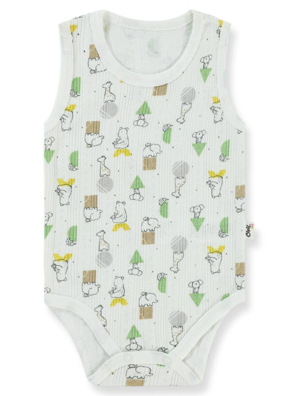 Civil Baby Sevimli Geometrik Hayvanlar Emp.1-18 Ay Çıtçıtlı Badi - Ekru