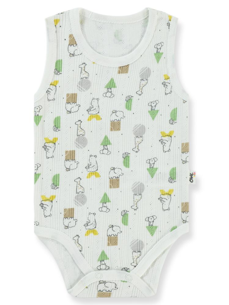 Civil Baby Sevimli Geometrik Hayvanlar Emp.1-18 Ay Çıtçıtlı Badi - Ekru
