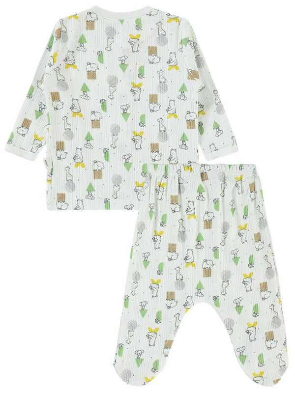 Civil Baby Sevimli Geometrik Hayvanlar Emp.1-6 Ay Takım - Ekru