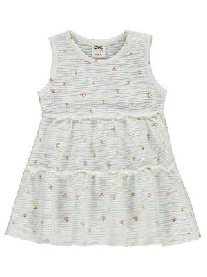 Civil Baby Mini Renkli Çiçek Empirme 6-18 Ay Elbise - Ekru