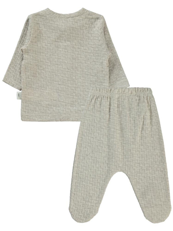 Civil Baby Desenli Papyonlu 1-6 Ay Pijama Takımı - Kahverengi