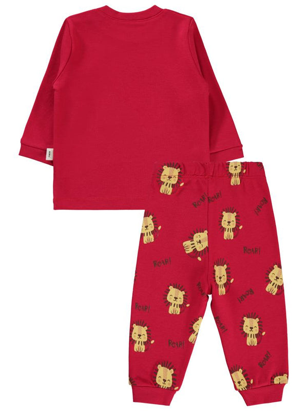 Civil Baby Aslan Baskılı 6-18 Ay Pijama Takımı - Kırmızı