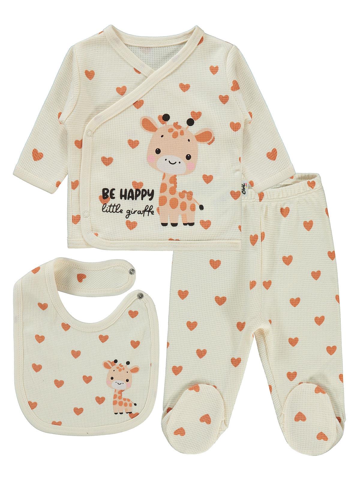 Civil Baby Kalp Zürafa Zıbın Takımları - Fil Dişi