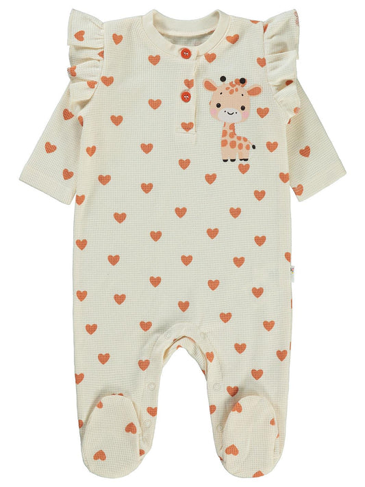 Civil Baby Kalp Zürafa Patikli 1-6 Ay Tulum - Fil Dişi