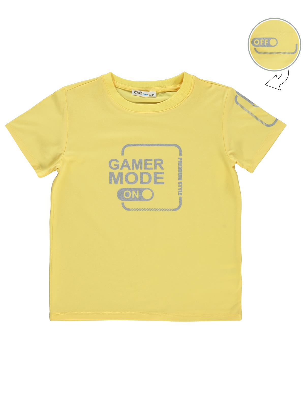 Civil Boys Gamer Mode Reflektör Baskılı 10-13 Yaş Tişört - Sarı