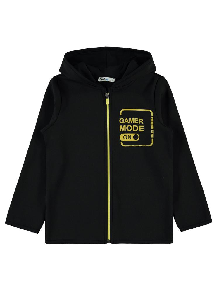 Civil Boys Gamer Mode Baskılı 10-13 Yaş Hırka - Siyah