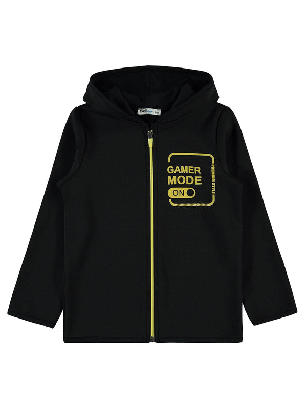 Civil Boys Gamer Mode Baskılı 10-13 Yaş Hırka - Siyah