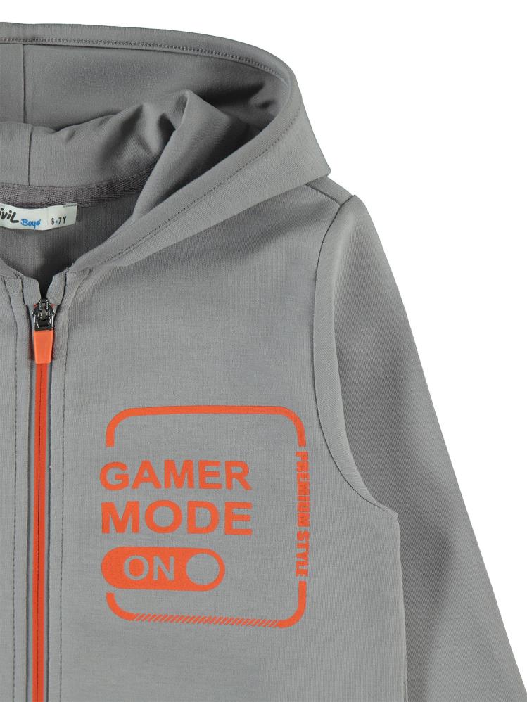 Civil Boys Gamer Mode Baskılı 10-13 Yaş Hırka - Gri