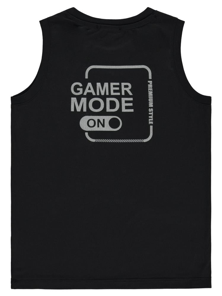 Civil Boys Gamer Mode Reflektör Baskılı Sıfır Kol 6-9 Yaş Tişört - Siyah