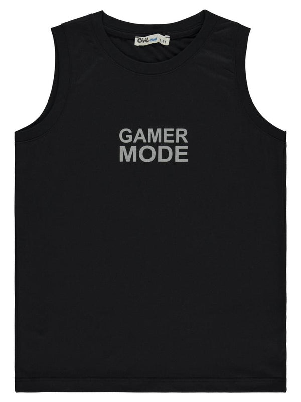 Civil Boys Gamer Mode Reflektör Baskılı Sıfır Kol 6-9 Yaş Tişört - Siyah