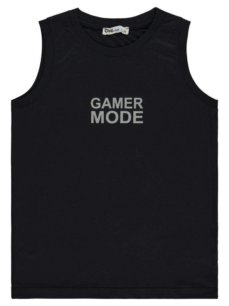 Civil Boys Gamer Mode Reflektör Baskılı Sıfır Kol 6-9 Yaş Tişört - Siyah