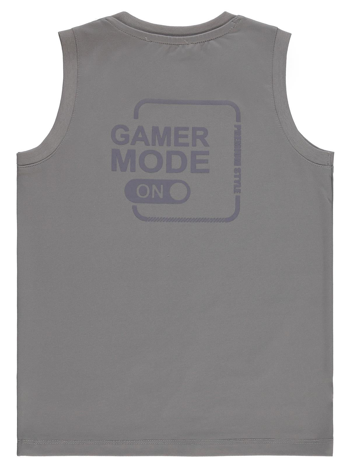 Civil Boys Gamer Mode Reflektör Baskılı Sıfır Kol 6-9 Yaş Tişört - Gri