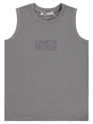 Civil Boys Gamer Mode Reflektör Baskılı Sıfır Kol 6-9 Yaş Tişört - Gri