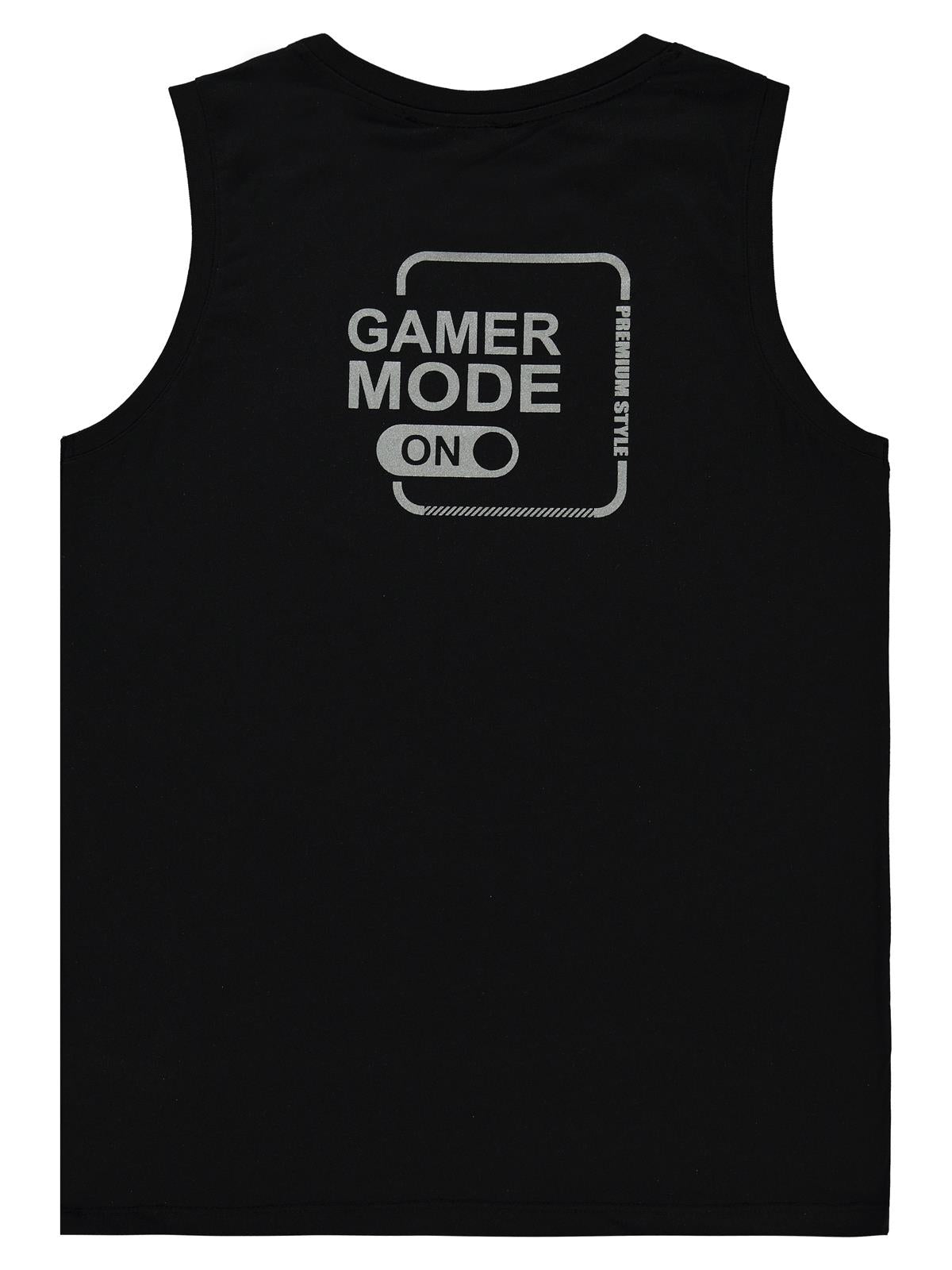 Civil Boys Gamer Mode Reflektör Baskılı Sıfır Kol 10-13 Yaş Tişört - Siyah