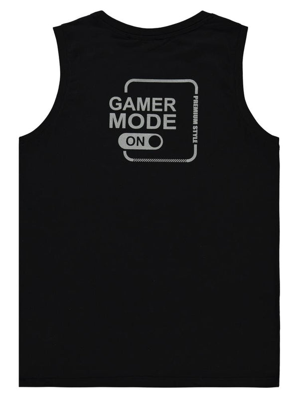 Civil Boys Gamer Mode Reflektör Baskılı Sıfır Kol 10-13 Yaş Tişört - Siyah