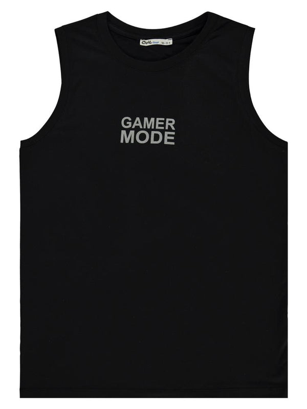 Civil Boys Gamer Mode Reflektör Baskılı Sıfır Kol 10-13 Yaş Tişört - Siyah