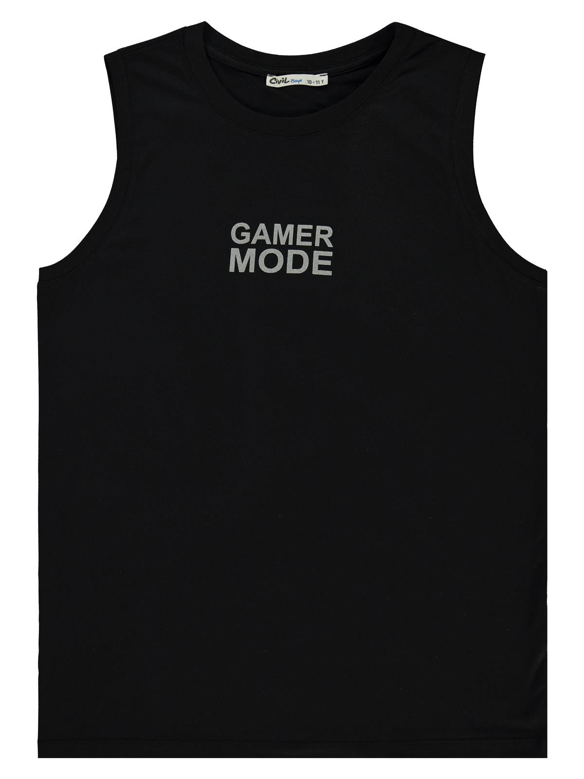 Civil Boys Gamer Mode Reflektör Baskılı Sıfır Kol 10-13 Yaş Tişört - Siyah
