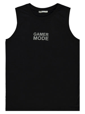 Civil Boys Gamer Mode Reflektör Baskılı Sıfır Kol 10-13 Yaş Tişört - Siyah