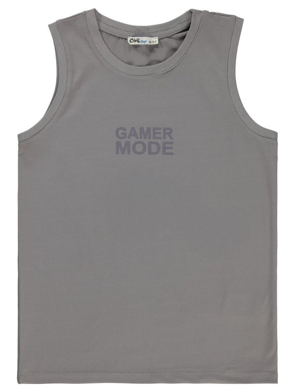 Civil Boys Gamer Mode Reflektör Baskılı Sıfır Kol 10-13 Yaş Tişört - Gri