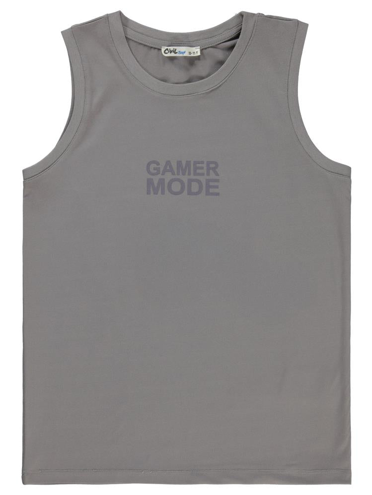 Civil Boys Gamer Mode Reflektör Baskılı Sıfır Kol 10-13 Yaş Tişört - Gri