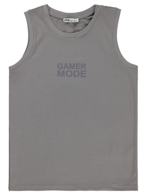 Civil Boys Gamer Mode Reflektör Baskılı Sıfır Kol 10-13 Yaş Tişört - Gri