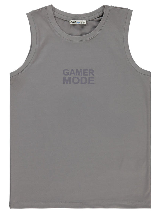 Civil Boys Gamer Mode Reflektör Baskılı Sıfır Kol 10-13 Yaş Tişört - Gri