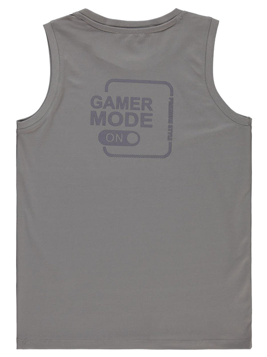 Civil Boys Gamer Mode Reflektör Baskılı Sıfır Kol 10-13 Yaş Tişört - Gri